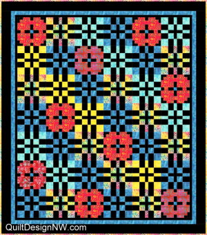 Dark background Prairie Lattice quilt by Quilt Design NW